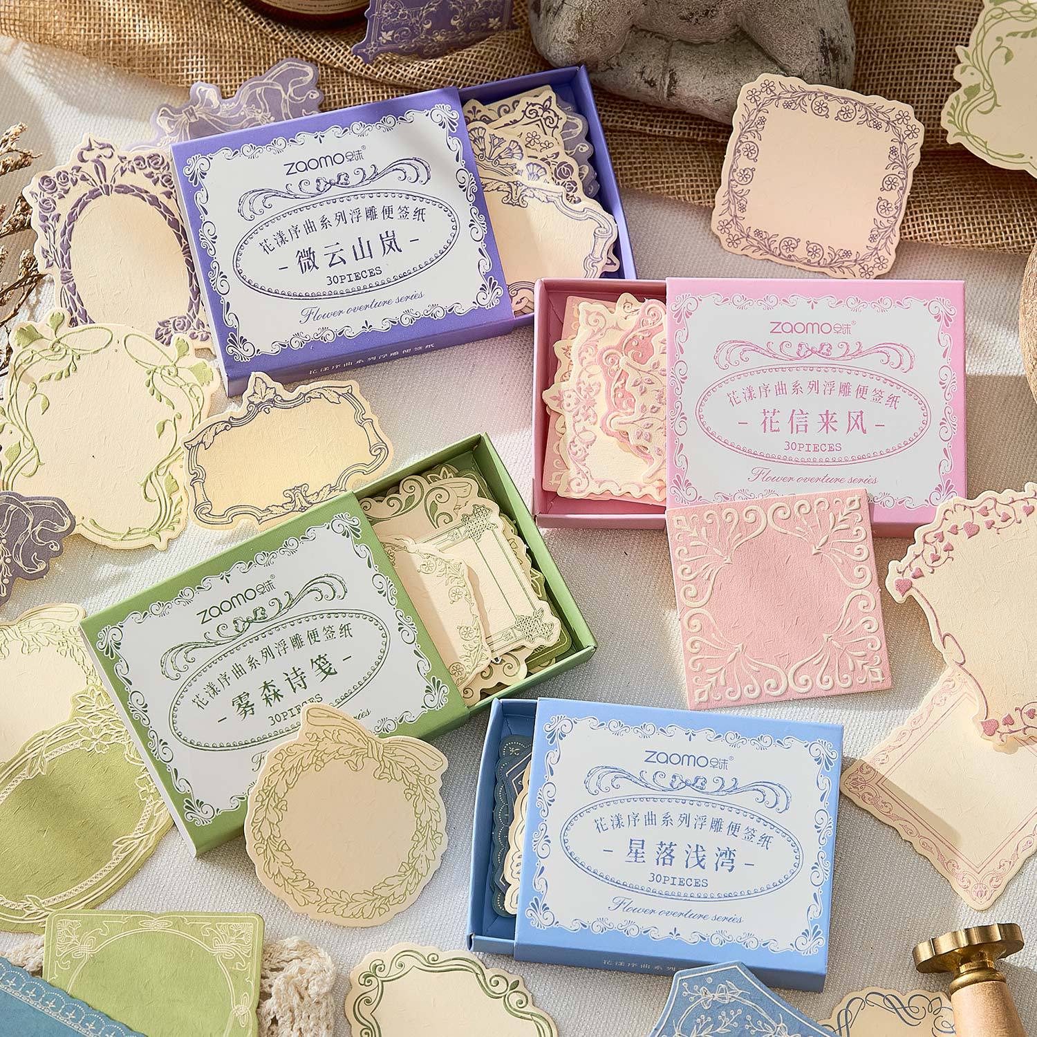 Утренние коробки с бумажными заметками, цветы, серия литературного рельефа, 30 листов в упаковке