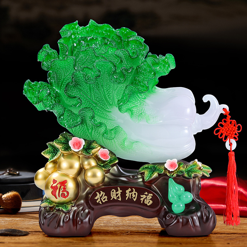 Imitation jade Chinese cabbage ornaments fortune office TV wine cabinet living room home decorations housewarming business gift