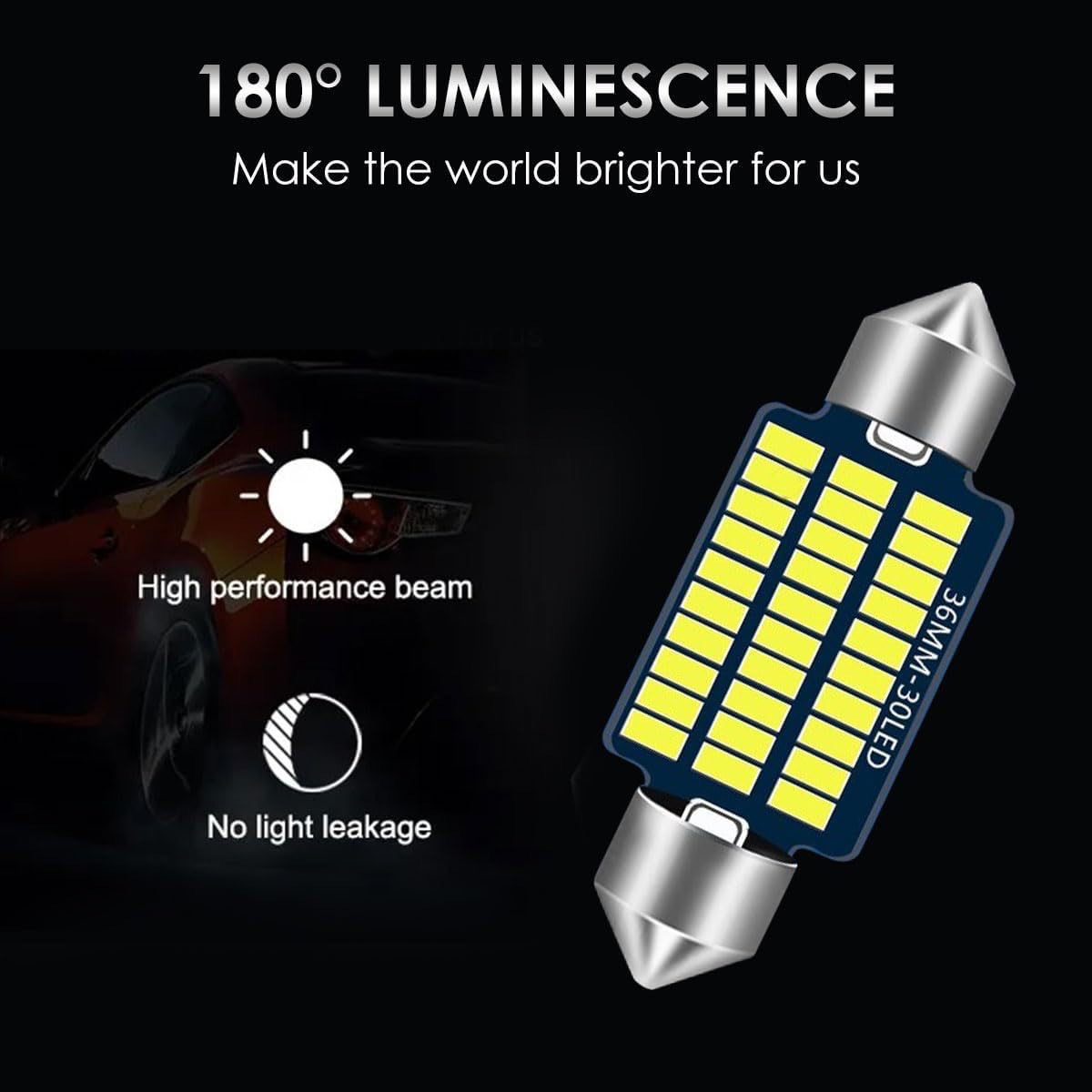 Car LED Double Tip Reading Light 31/36/39/41mm 3014 36smd Roof Light Tail Box Light Compartment Light