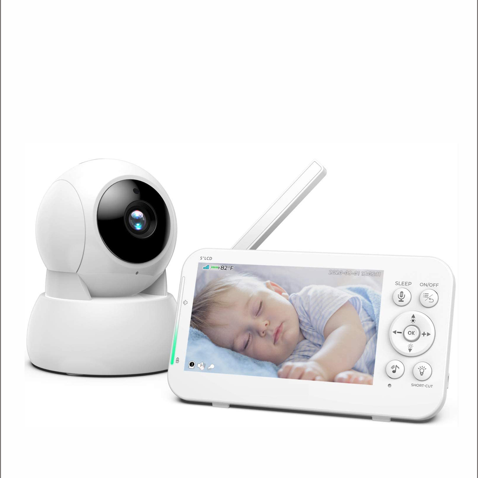Foreign Trade Custom-Made 5inch Quasi-High-Definition Multifunctional Oversized Battery Baby Monitor with Shaking Head Baby Monito