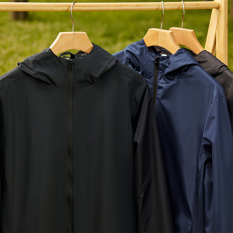 Spring and Autumn Men's and Women's Solid Color Thin Long-Sleeved Hooded Jacket Customized Logo Printing Sports Advertising Group Event Work Clothes