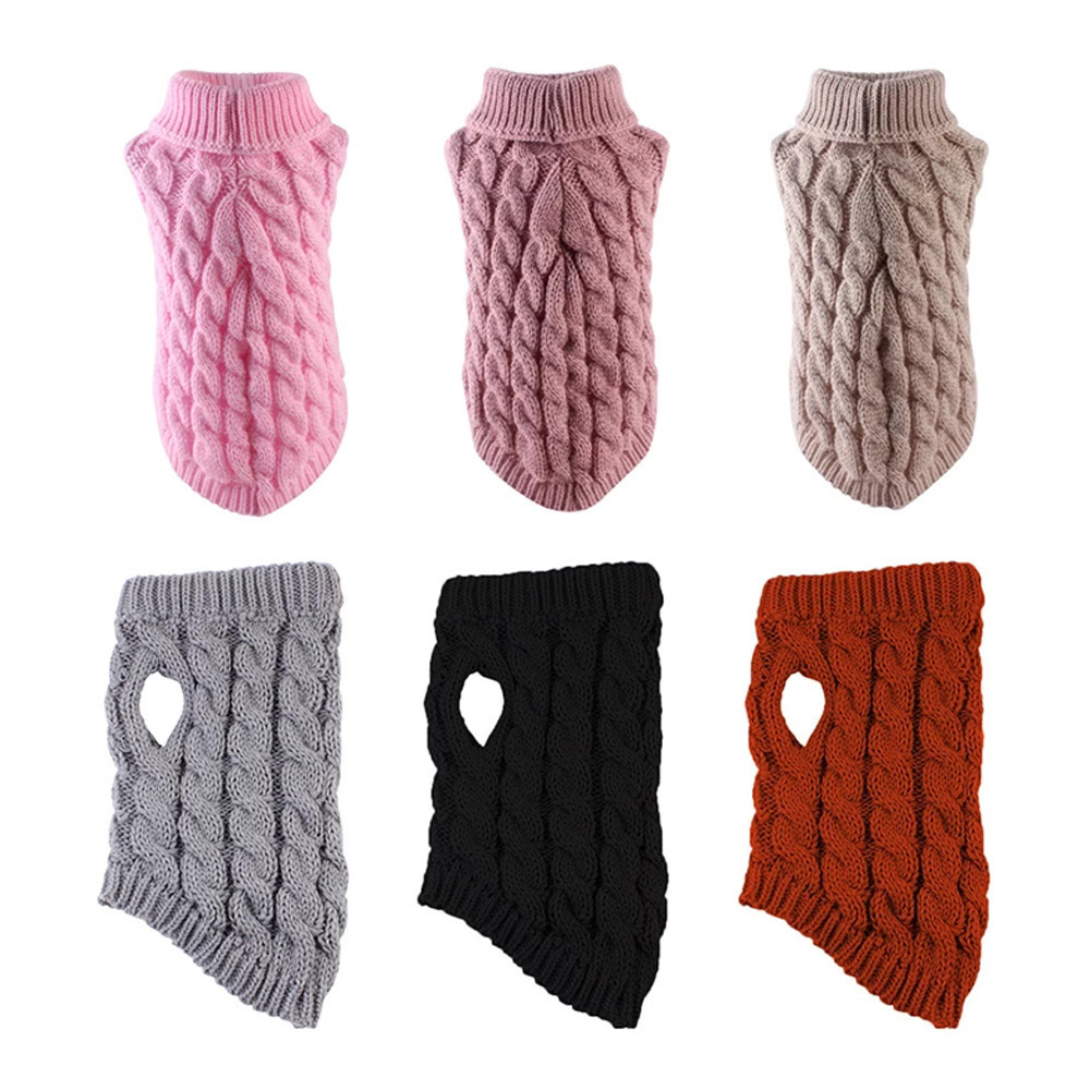 Pet Dog Sweater Fashion Trendy Autumn and Winter New Pet Clothes Solid Color Cable Knit Warm Comfortable Cross-Border