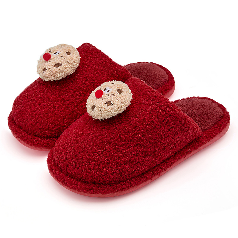 Wedding Slippers, High-End Newlywed Couple Style, Bride and Groom's Dowry, Festive Red Pair of Cotton Slippers, Accessible Luxury Wedding Shoes