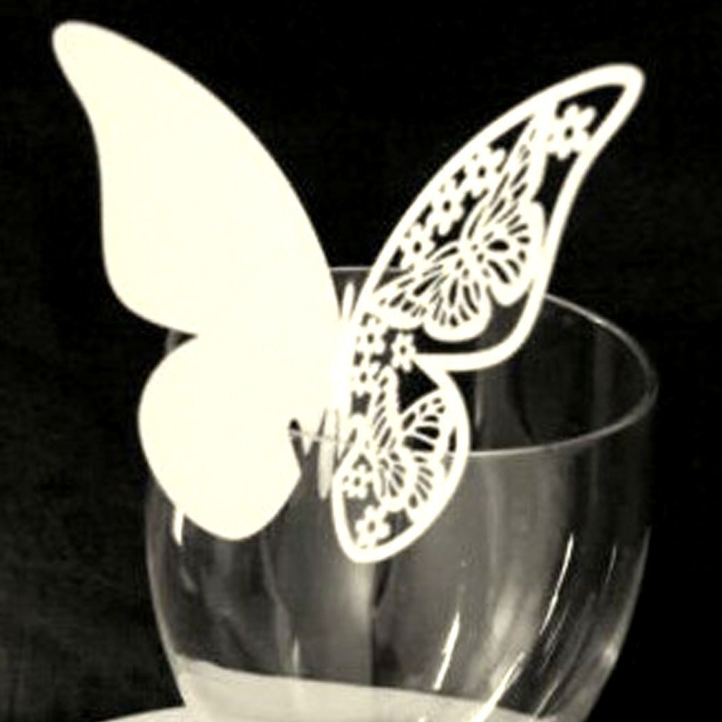 Cross-border Amazon Wedding 3D Butterfly Wall Stickers Card Hollow Table Wine Cup Paper Cup Card Seat Card Factory in stock