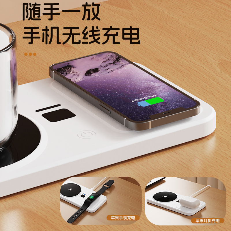 Intelligent Heating Coaster Mobile Phone Charger Thermal Insulation Coaster Home Desktop Constant Temperature Timer Ceramic Plug-In