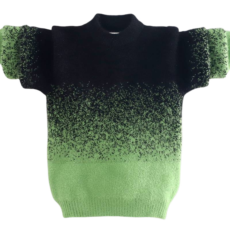 Boys' mink velvet padded sweater 2024 autumn and winter new children's gradient warm round neck bottoming sweater