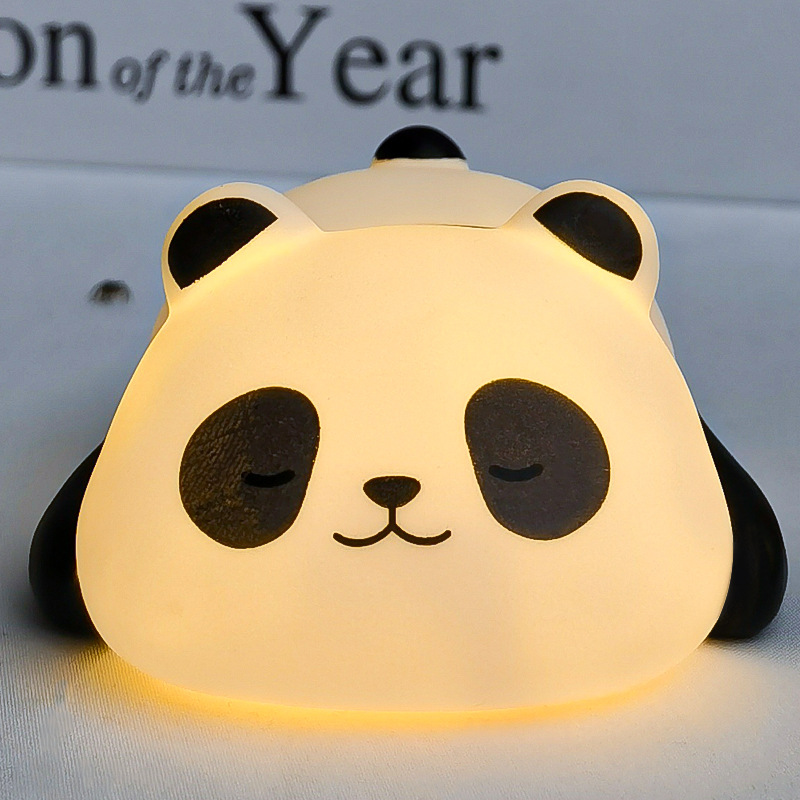 Cross-Border Gift Vinyl Panda Night Light Cake Decoration Ornaments Children's Cute Cartoon Birthday Dessert Topper Manufacturer