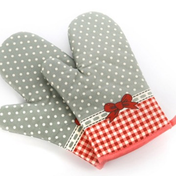 Pastoral Style Thickened Heat Insulation Gloves Oven Baking Polyester Cotton Wear-resistant Microwave Gloves Kitchen Anti-scalding Gloves in Stock