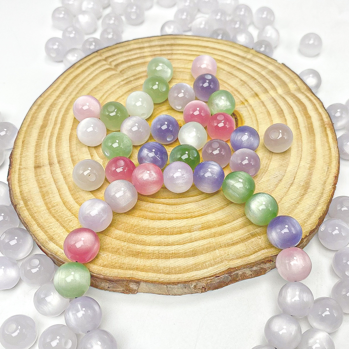 Uv Light-Changing Resin Imitation Cat's Eye Beads Sunlight-Sensitive Color-Changing Loose Beads DIY Jewelry Bracelet String Beads