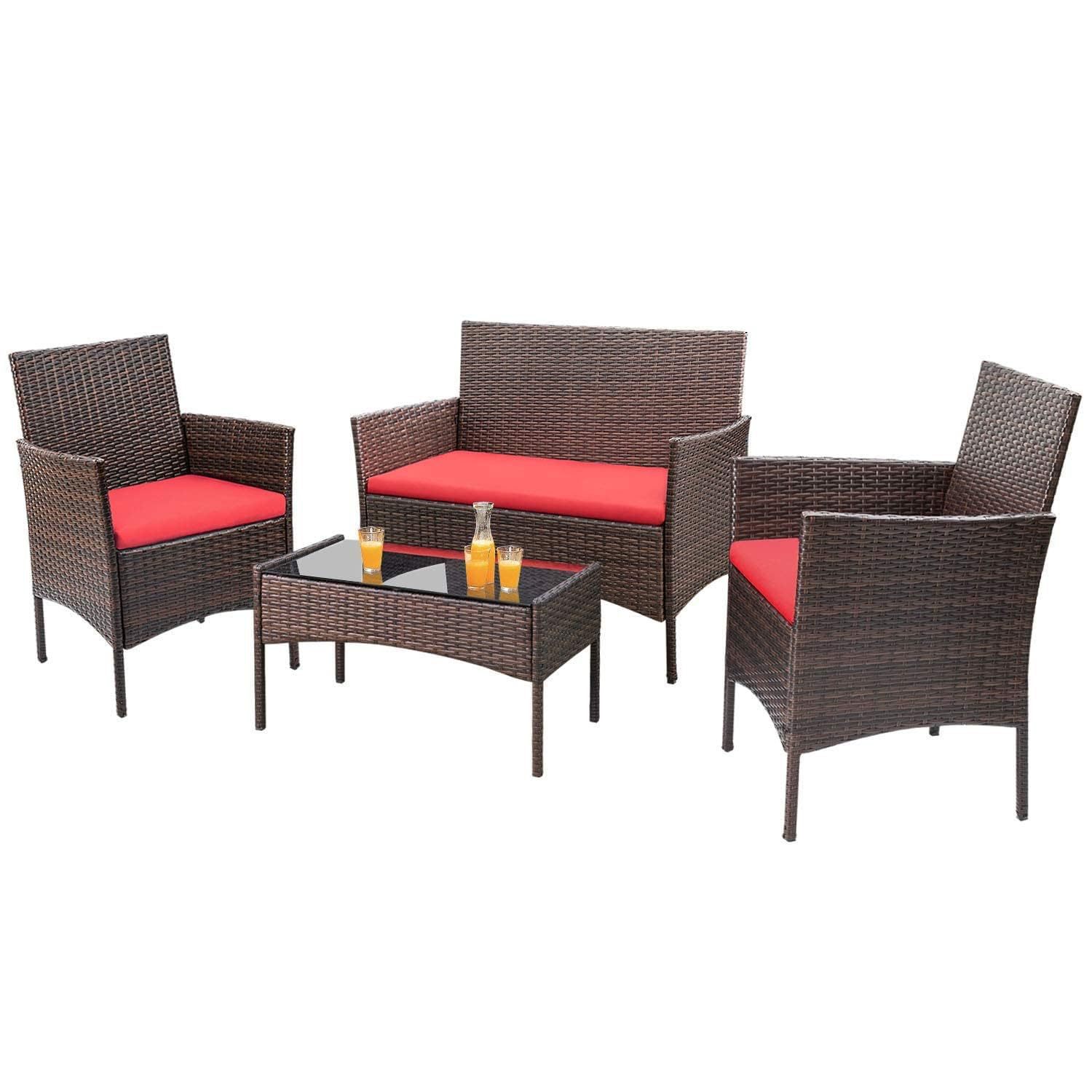Spot Wholesale Outdoor Furniture 630 Four-Piece Rattan Sofa Courtyard Terrace Balcony Amazon Best-Selling Model