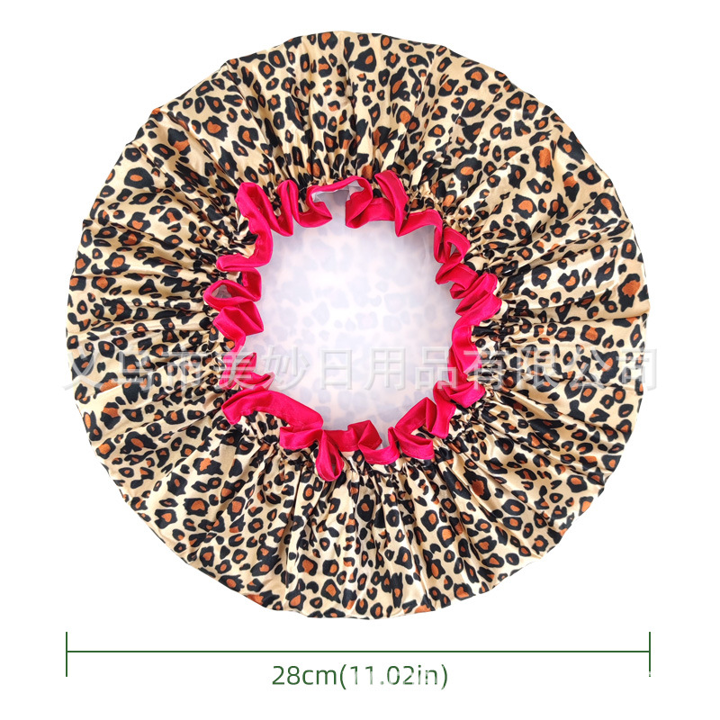 Ms. peva double-layer colored shower cap waterproof padded cap European and American printed bathroom cap daily necessities Amazon wholesale