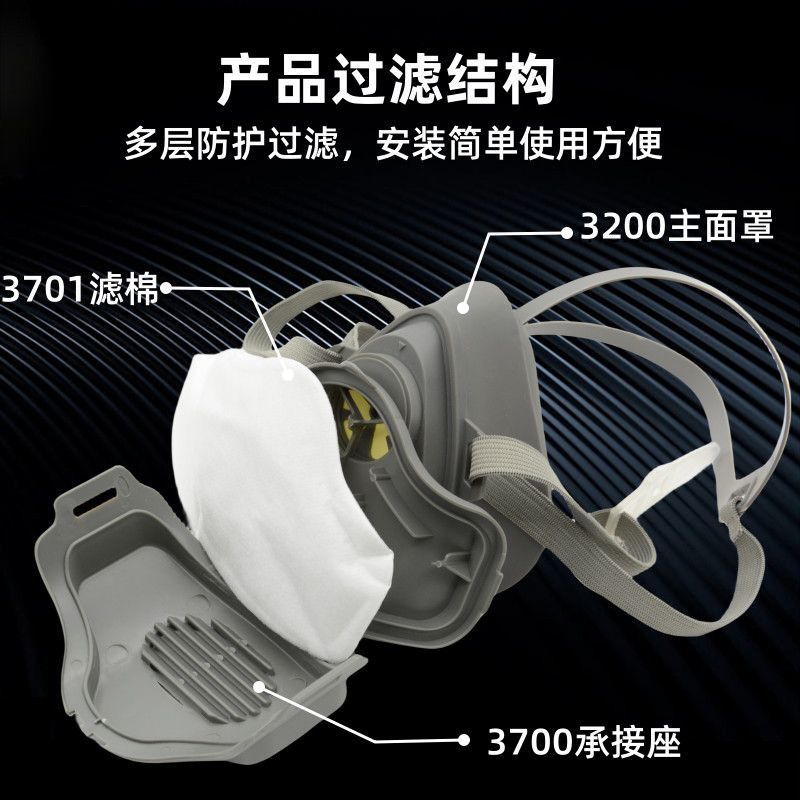Dust Mask 3200 Mask for Industrial Dust Protection, Grinding, Renovation, Washable, Welding, Labor Protection, Coal Mine, Spray Painting Workshop