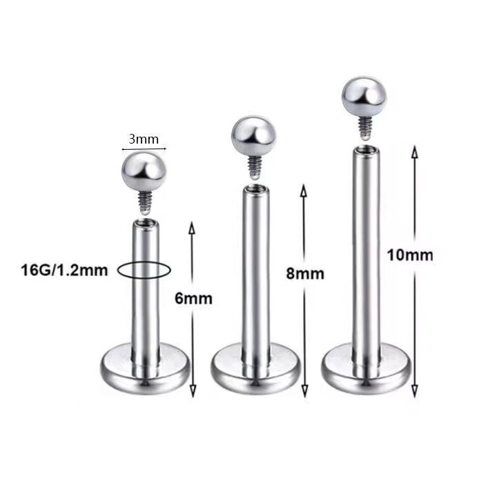 Manufacturers in stock titanium steel non-allergic internal teeth lip nails earrings external teeth ball 16G personality trend body piercing jewelry