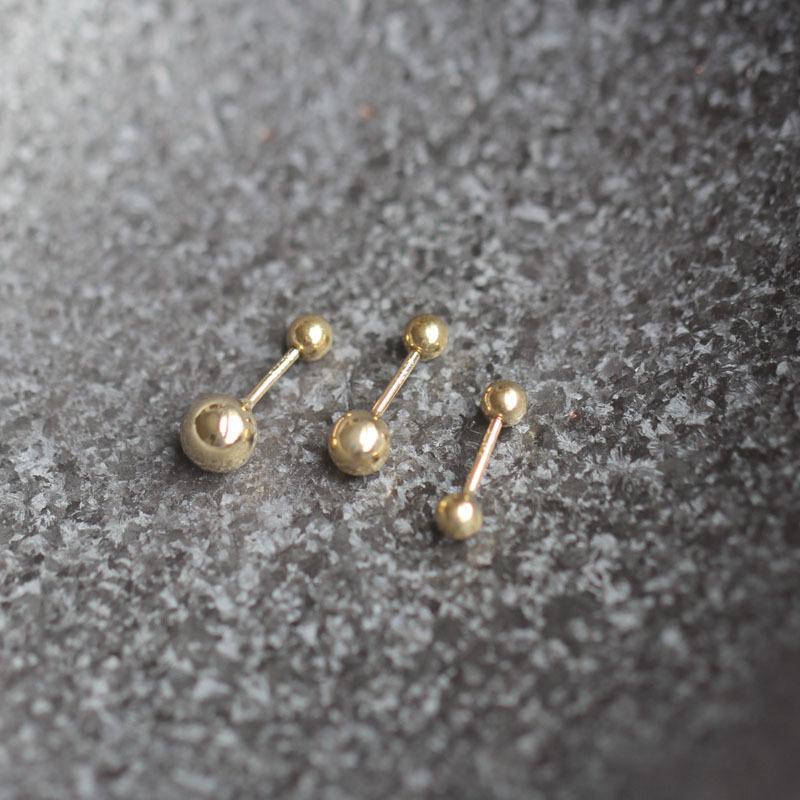 Серьги из золотых бусин, которые можно носить во сне. Чистое золото 9К, классические маленькие круглые серьги