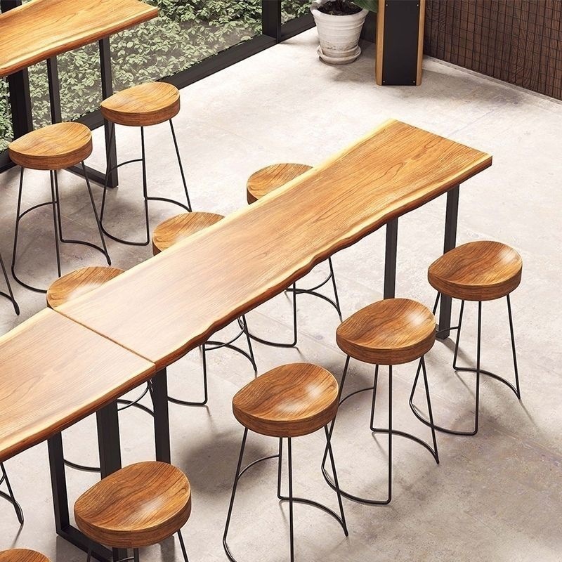 Solid Wood Bar Table Home Balcony Wall Narrow Table Long Table Milk Tea Shop Bar High Table and Chair Combination Commercial Supply
