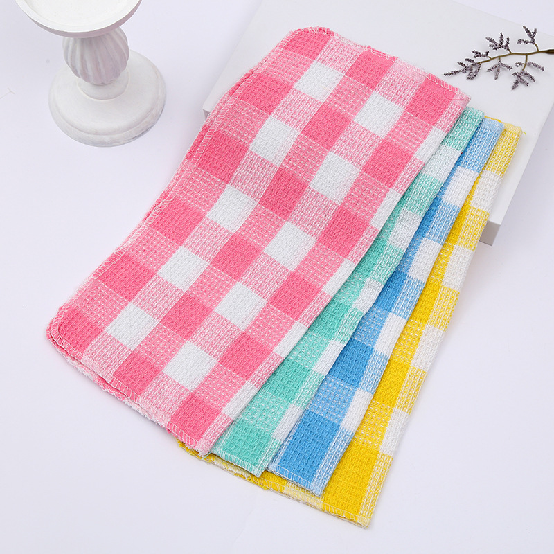 Cross-border Amazon double-sided dishwashing cloth kitchen supplies housekeeping housekeeping cleaning cloth lint-free check cleaning cloth