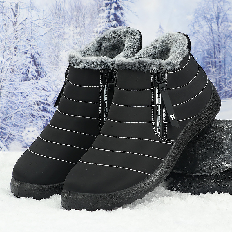 Winter Cross-Border Snow Boots, Outdoor Waterproof Men's Shoes, Velvet Thickened Warm Shoes, Casual Hiking Boots, High-Top Shoes for the Elderly
