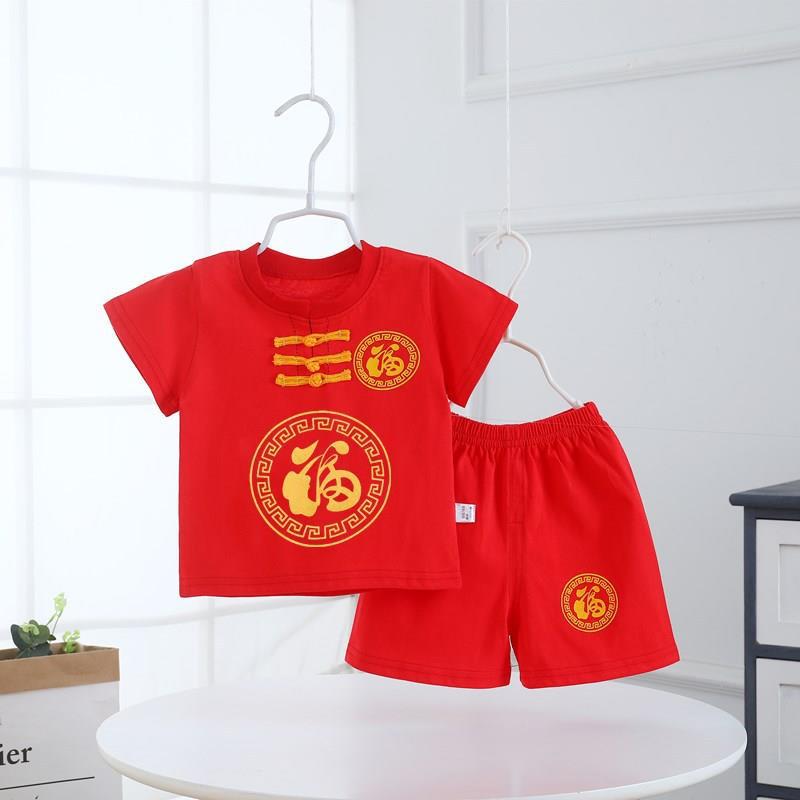 Children's Short-sleeved Suit Baby's Summer Thin Children's Wear Baby's Short-sleeved T-shirt Summer New Tang Suit