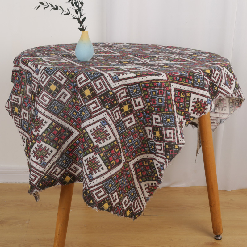 Wholesale ethnic style series linen fabric sofa cloth background cloth stall tablecloth cotton and linen pillow cushion fabric