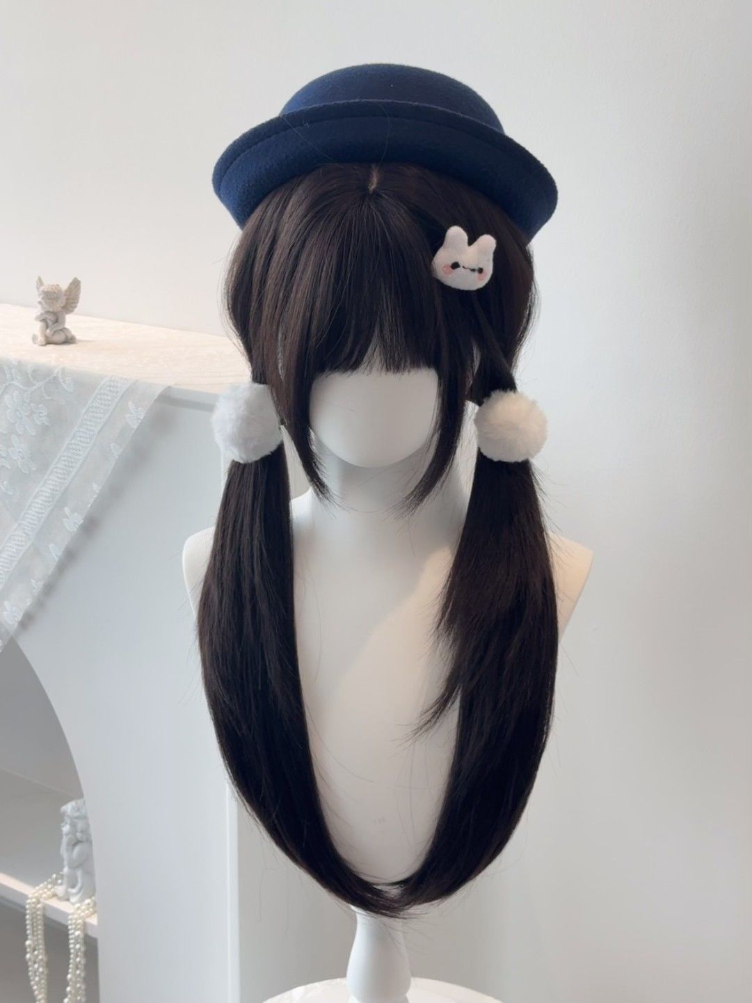 Japanese-Style Jk Black Long Straight Lolita Wig Set Natural Wig Set Xiangyu