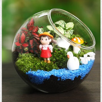 Factory wholesale micro landscape ecological bottle transparent moss hanging hanging bottle hand blown glass succulent vase