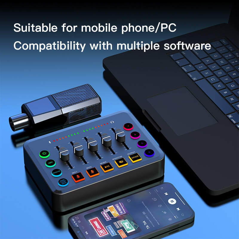 F9 cross-border live broadcast sound card dedicated singing 48V sound card equipment mobile phone karaoke recording computer podcasting anchor