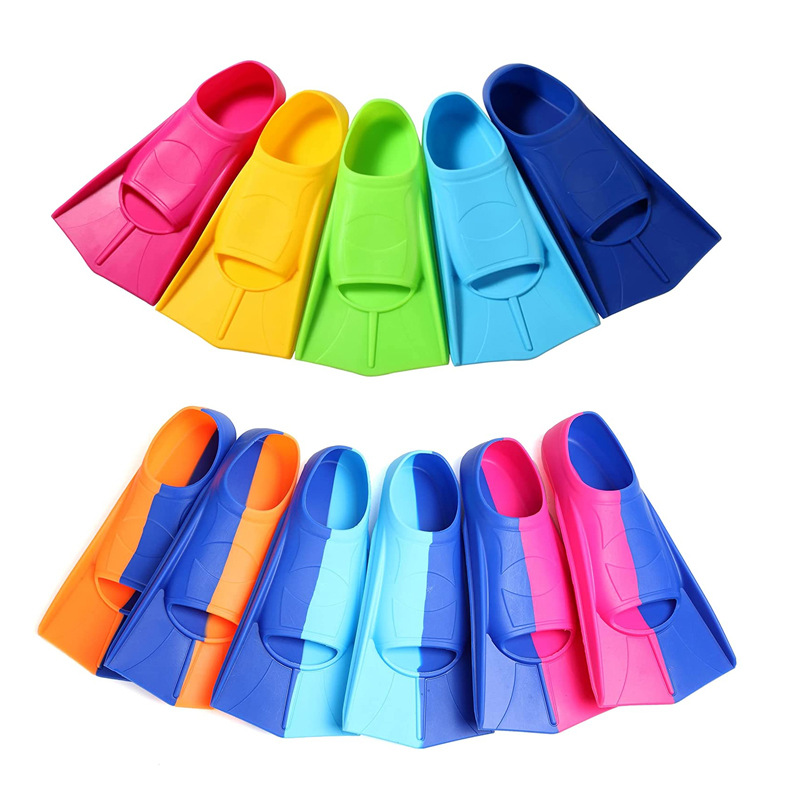 Professional swimming flippers silicone short flippers children diving frog shoes training diving equipment wholesale silicone frog shoes short
