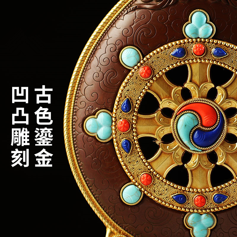 Xizang Huibao Bronze Antique Gold-plated Auspicious Falun Golden Lun Buddha Hall offering ornaments spiritual practice tantric instrument large size