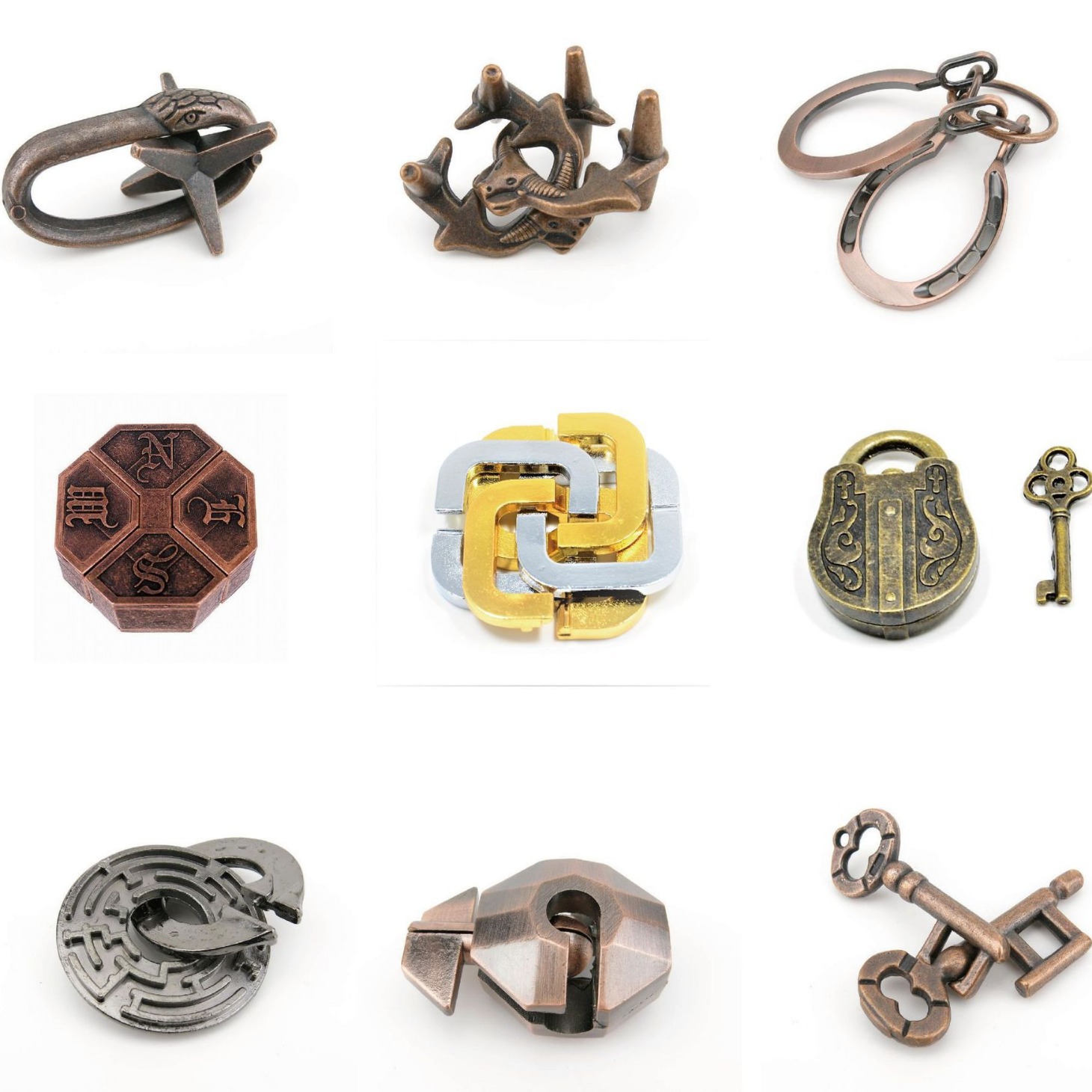 Сици Магический Золотой Интеллект Разблокировка Металлическая Головоломка Конгминга Разблокировка Игрушка Головоломка Разблокировка Лубан Замок