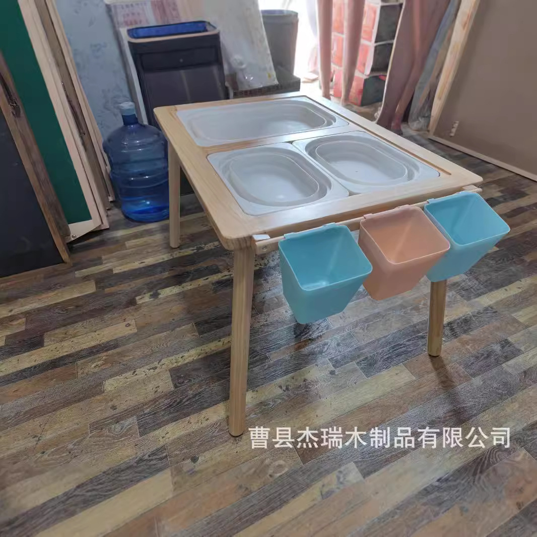 Wooden Children's Toy Table Multi-functional New Solid Wood Building Blocks Game Writing and Drawing Table Home Sensory Toy Table