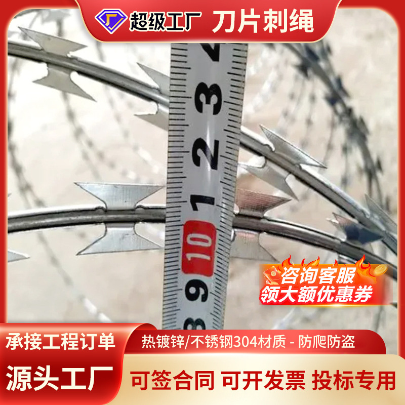 Hot-Dip Galvanized Barbed Wire Manufacturer Stainless Steel Rolling Cage Prison Anti-Climbing Steel Wire Barbed Wire Blade Barbed Wire Anti-Theft Net