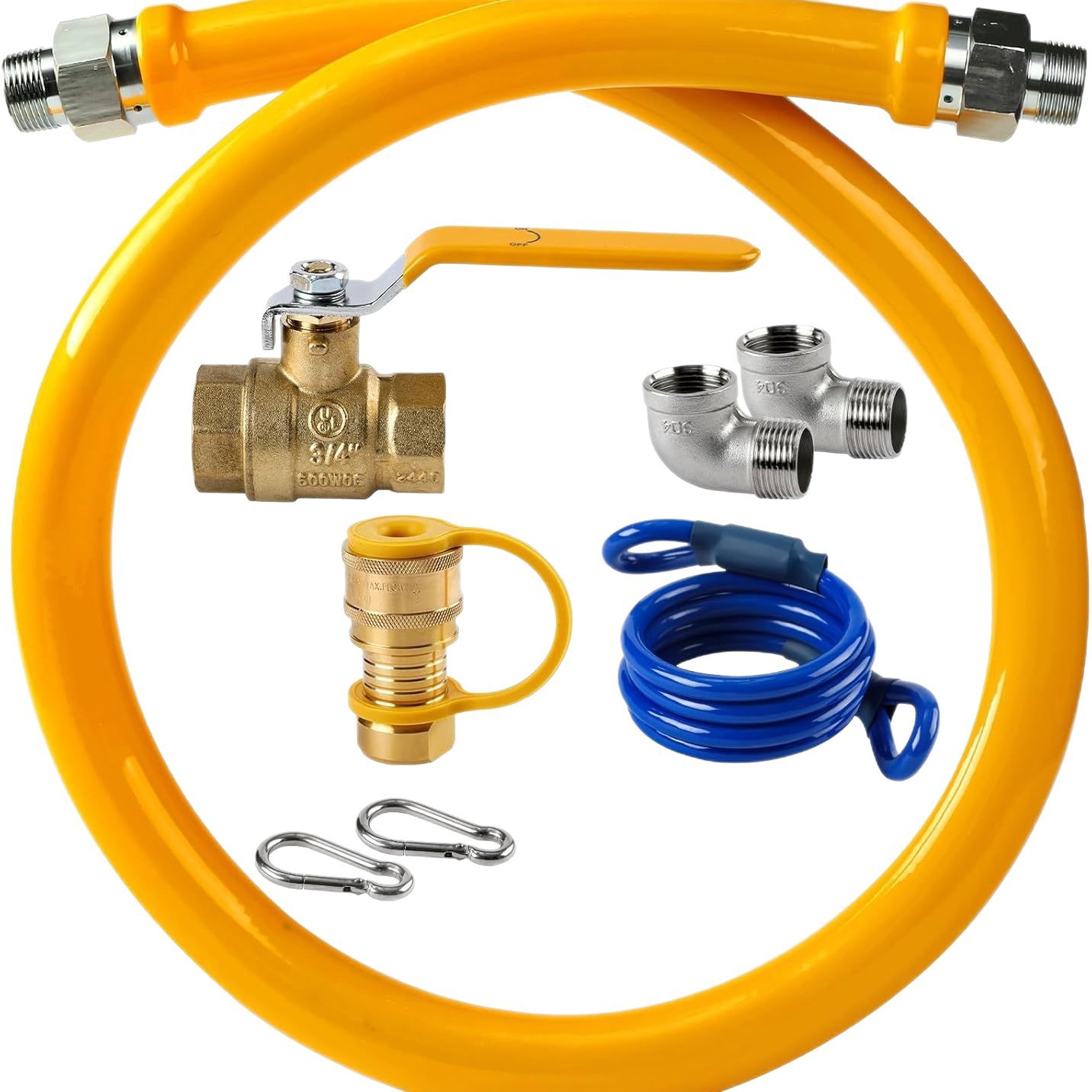 3/4 Commercial Connector Hose Blue Yellow Gray with Universal Head 36 Inches 1675Kit48 Commercial Kitchen Pipe