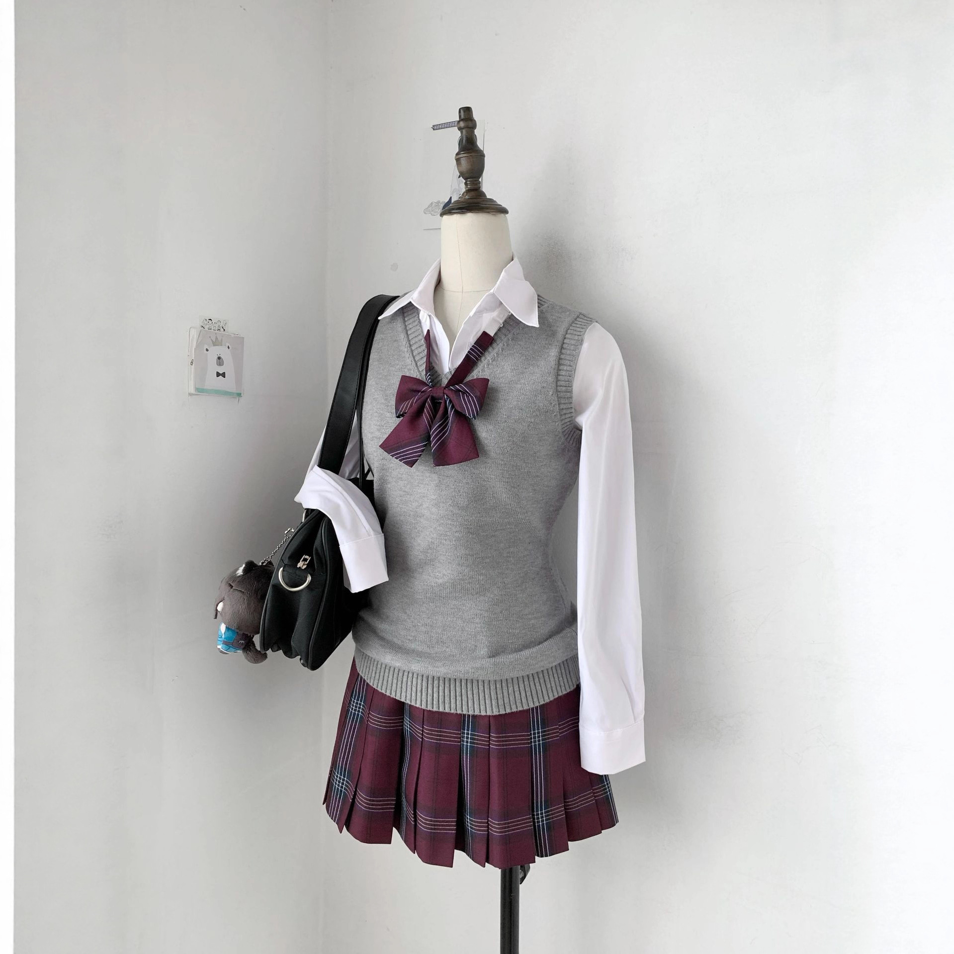 Original Jk Waist-Cinching Vest Sweater Japanese Uniform College Style Solid Color Versatile Knitwear Autumn Winter