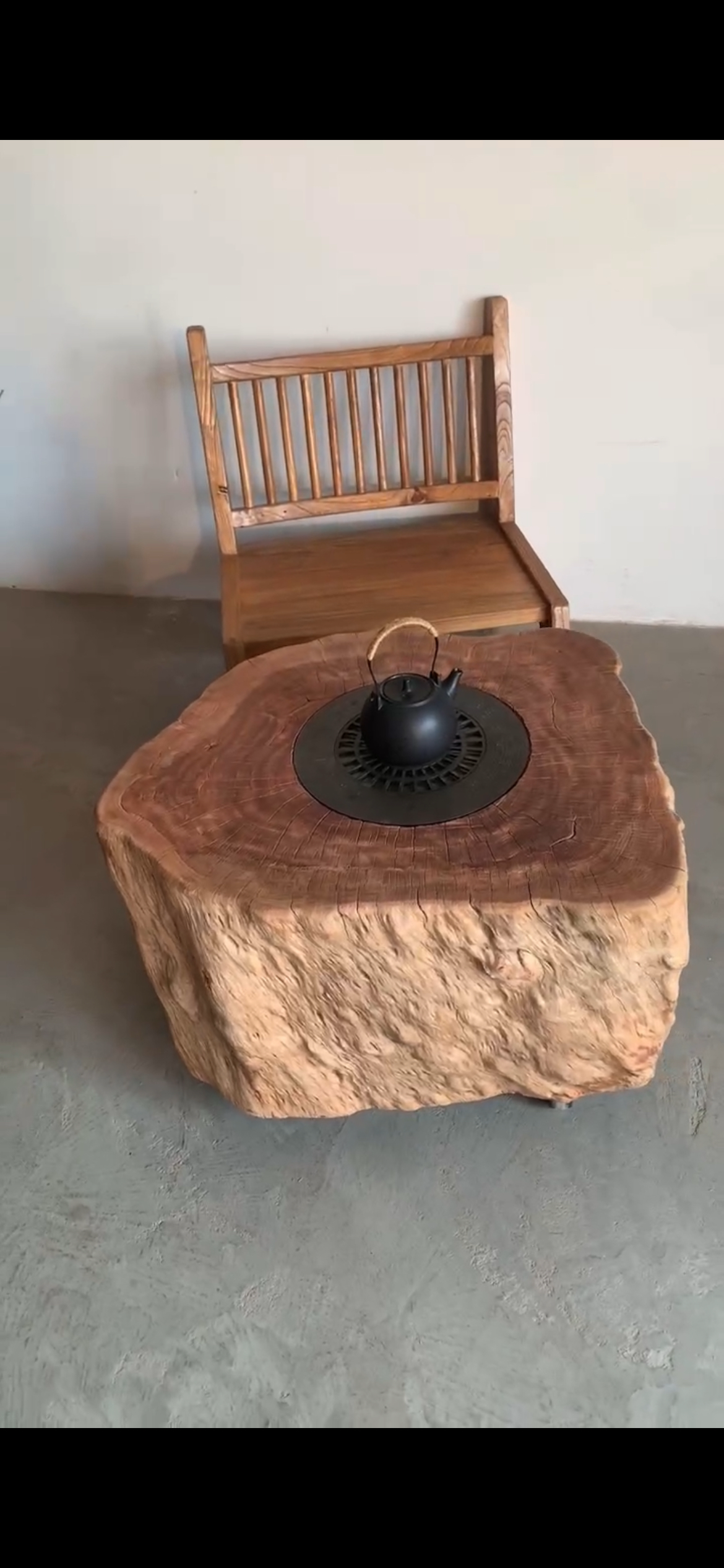 ♔ Tea Table in Wabi-Sabi Style, Stove-Side Tea Table, Barbecue Table, Dual-Use Charcoal and Electric Hot Pot Table, Popular on Social Media, Stove-Side Tea Table