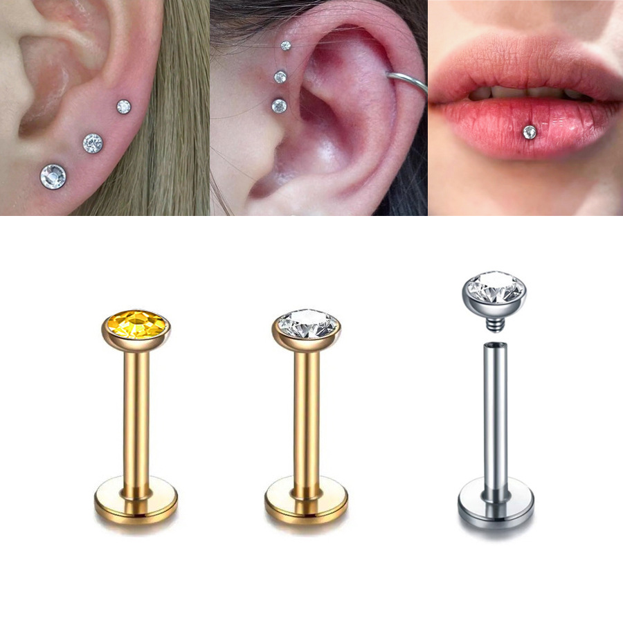 Нержавеющая сталь губная серьга с бриллиантом 2-3мм циркон 1.0 стержень базовая бриллиантовая носовая серьга пирсинг ювелирные изделия