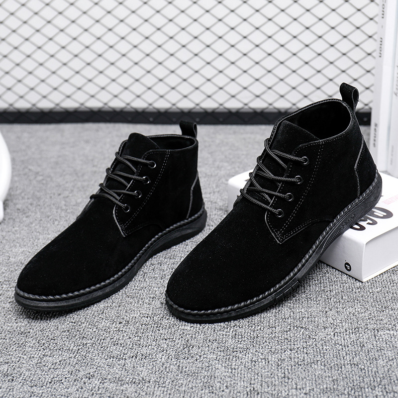 Cross-Border Large Size 2025 New Autumn High-Top Shoes Men's Shoes British Style Men's Casual Shoes Leather Shoes Korean Style Trendy Men's Shoes