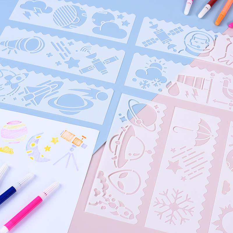 Cross-Border Trade Long Strip Painting Template, Hollow-Out Painting and Graffiti Template, Handwritten Newspaper Wall Painting Multi-Functional Border Ruler