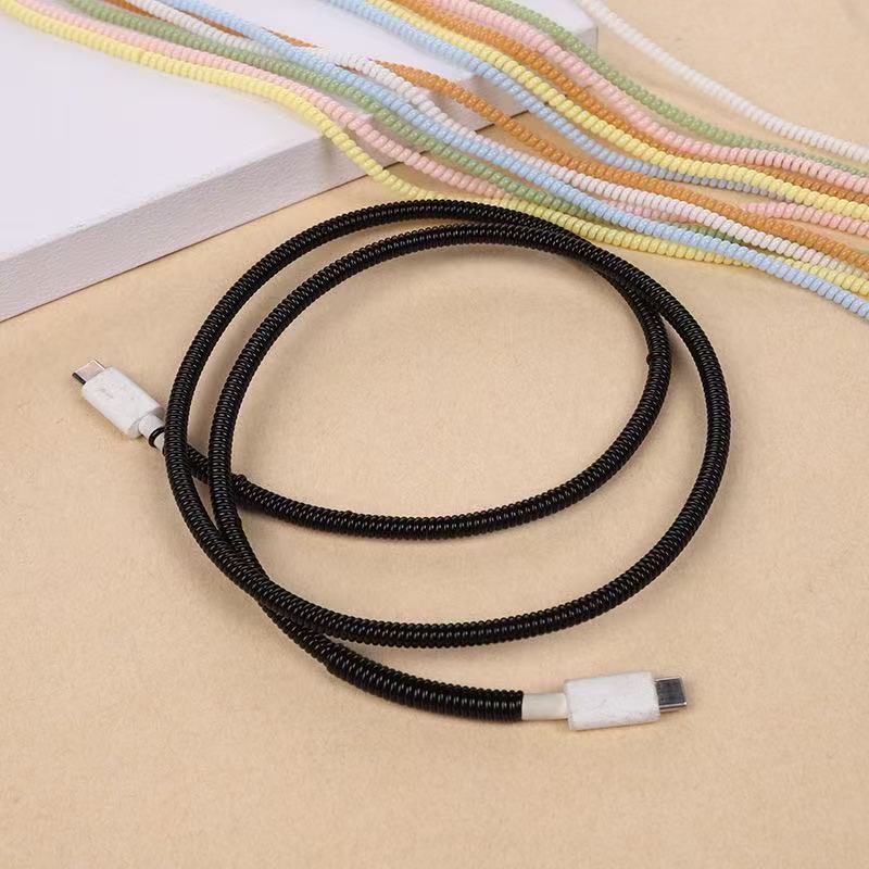 1.56m Mobile Phone Data Cable Protection Rope Protective Cover Data Cable Winding Spring Rope Factory Direct Sales Wholesale