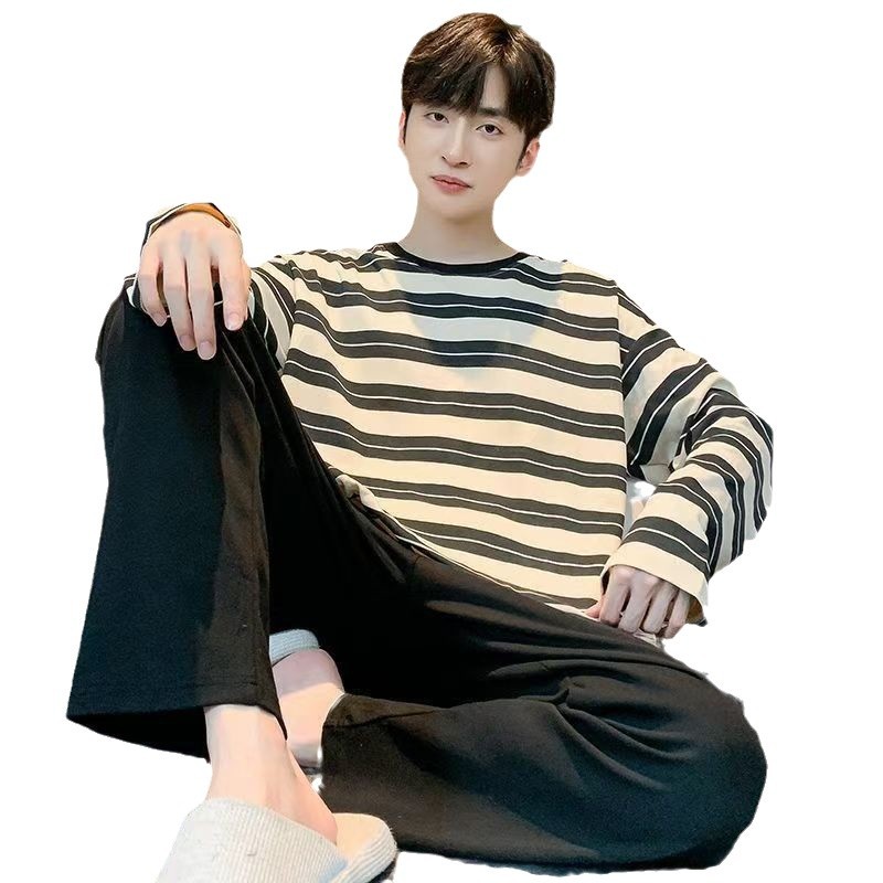 Imitation Cotton Pajamas Men's Spring and Autumn Long Sleeve 2024 New Arrival plus size Outwear Loose Men's Home Clothes Student suit