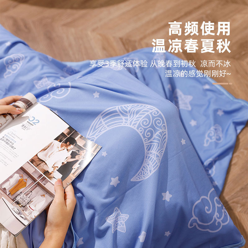 Cross-border Amazon special for cool printing double-sided talk Ice Silk fabric air conditioning blanket machine washable factory direct supply