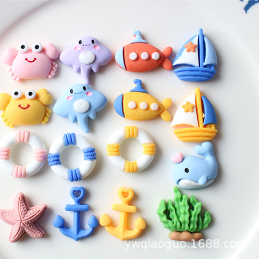 Однотонный океанский медузный набор DIY клей для крема чехол для мобильного телефона ювелирные аксессуары магнит для холодильника коробка для хранения патч