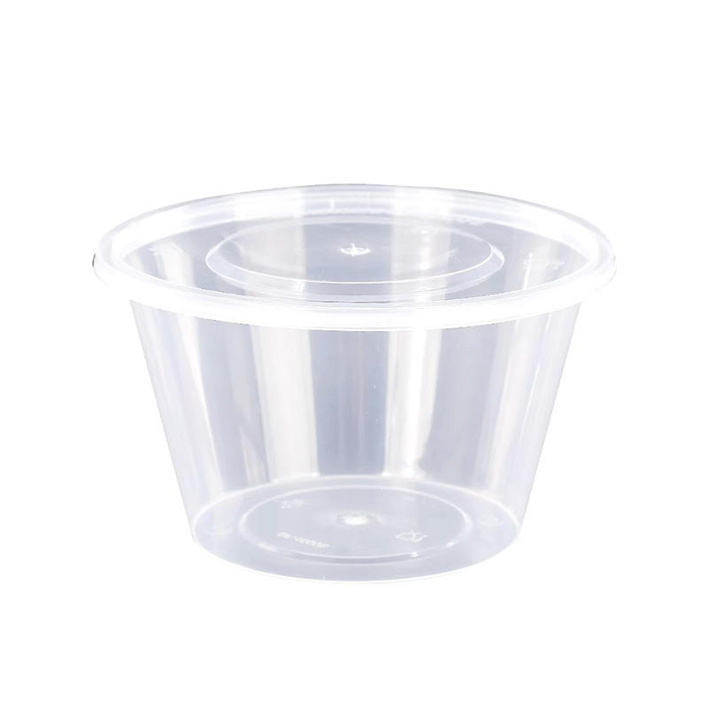 Disposable lunch box transparent bowl round fast food packing box fast food lunch box with lid takeaway plastic packaging box wholesale