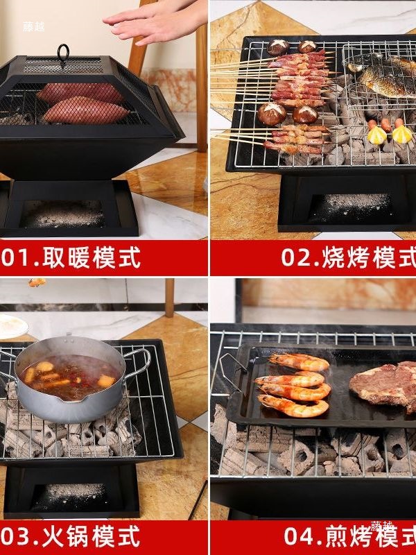 Cast Iron Pot Old-Fashioned Stove Burning Firewood Traditional Charcoal Charcoal Grill Heating Stove Rural Household Winter Indoor