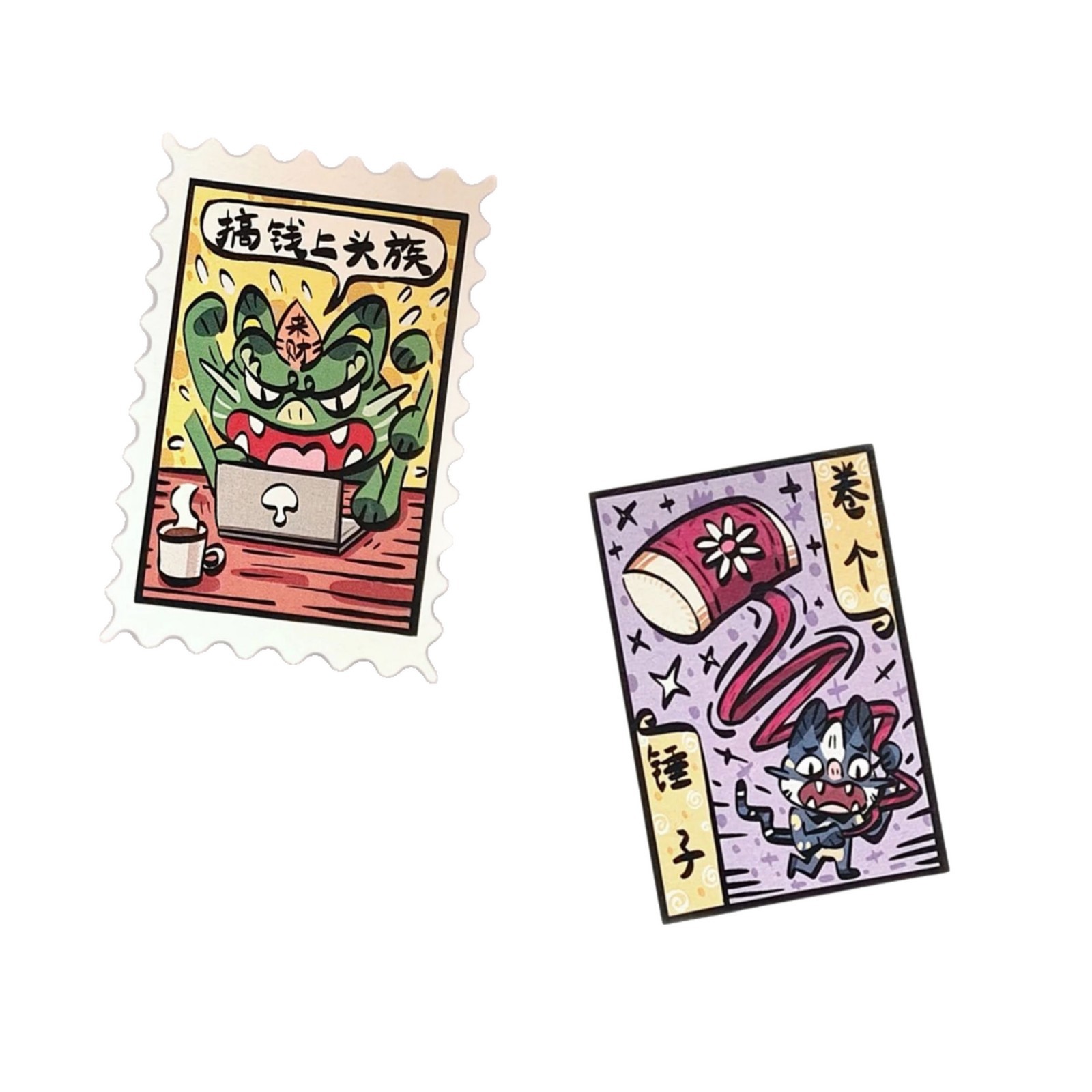 Tiger and Cat Edition Print Stickers Memo Paper Journal Phone Case Decoration Bookmarks Souvenirs National Trend National Style