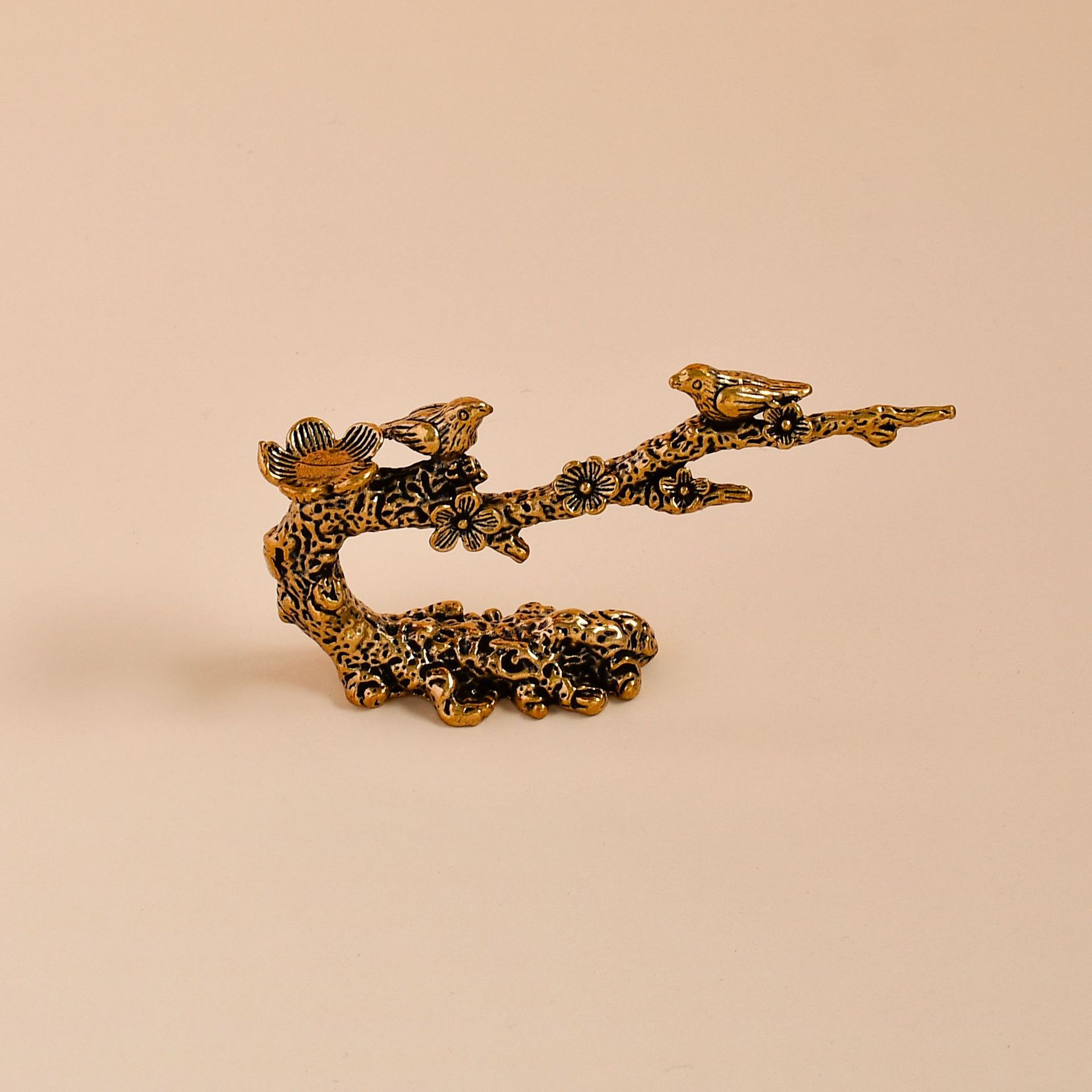 Украшение из solid brass с сорокой и цветами сливы для подставки под чай и благовония