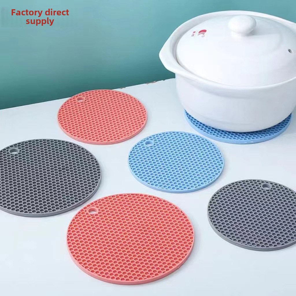 Factory wholesale round silicone honeycomb insulation mat anti-scalding cup mat dining table mat sand pot mat high temperature resistant honeycomb insulation