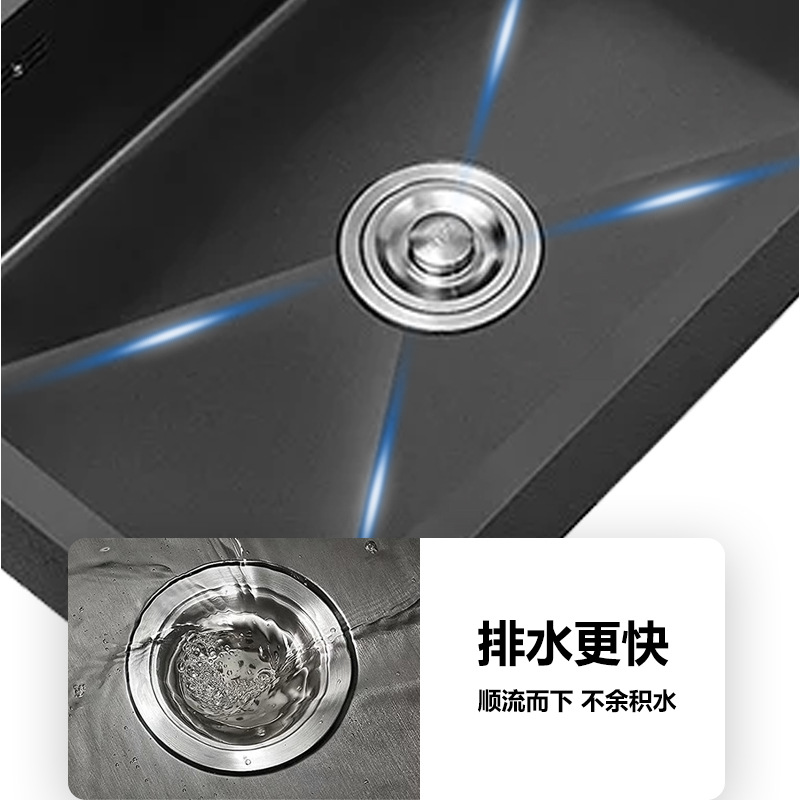 Factory straight hair stainless steel black nano sink large single sink kitchen sink sink sink sink sink thickened handmade