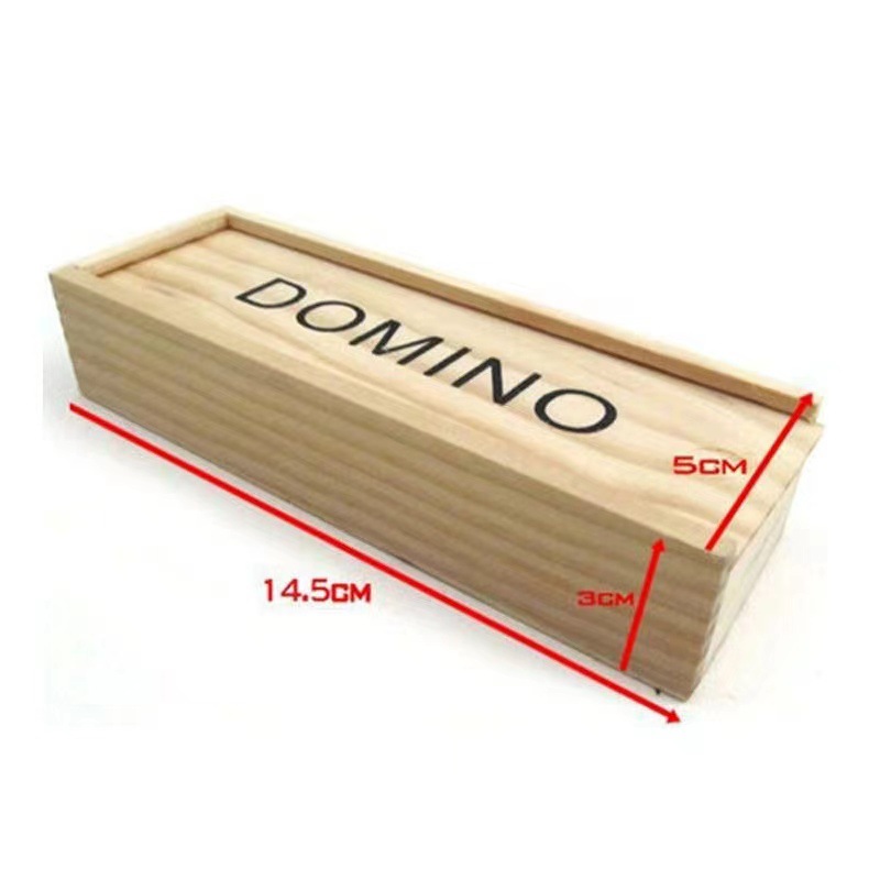 Classic Wooden Boxed DOMINOES Black 28 Pieces Dominoes Wooden Blocks Puzzle Non-Pai Gow Entertainment