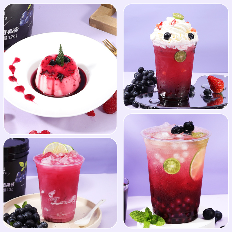 Dunhuang blueberry jam 1.2kg milk tea dessert with pulp and fruit grains commercial smoothie shaved ice fruit tea blueberry sauce