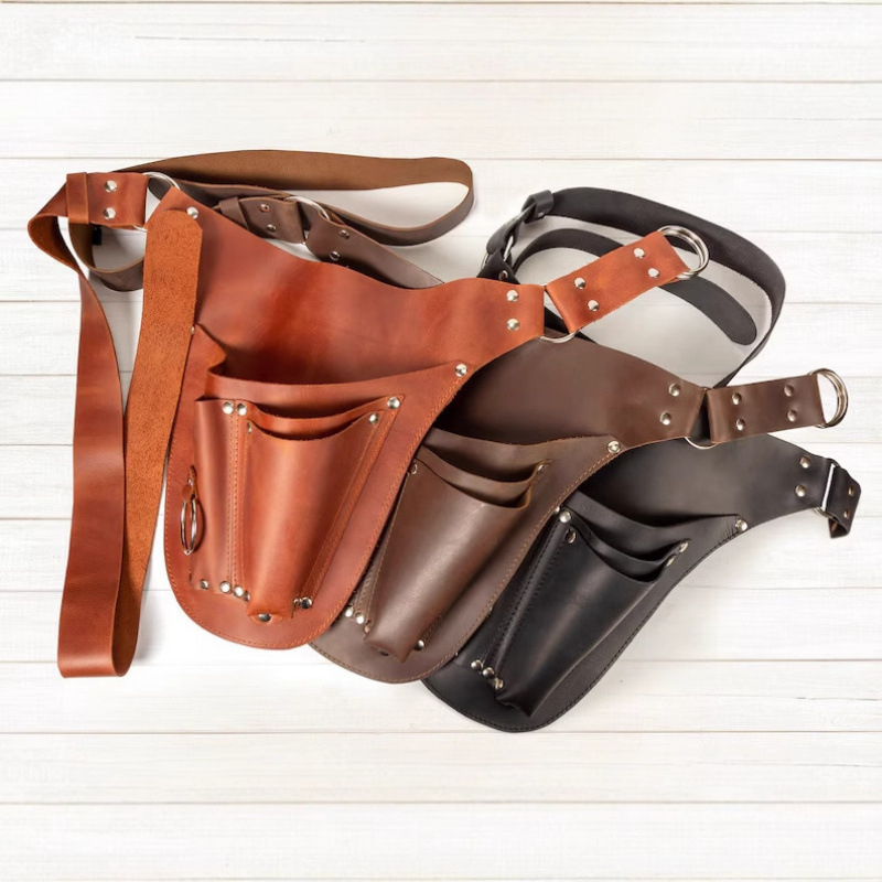 Cross-Border Multifunctional Outdoor Garden Tool Storage Bag Gardener Portable Waist Bag Pu Leather Multi-Pocket Storage Bag